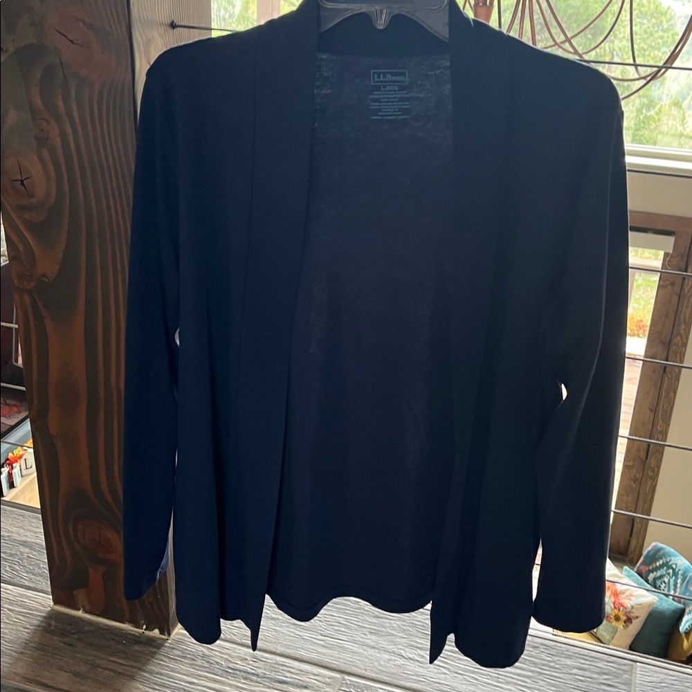 L.L. Bean Navy Supima Cotton Cardigan